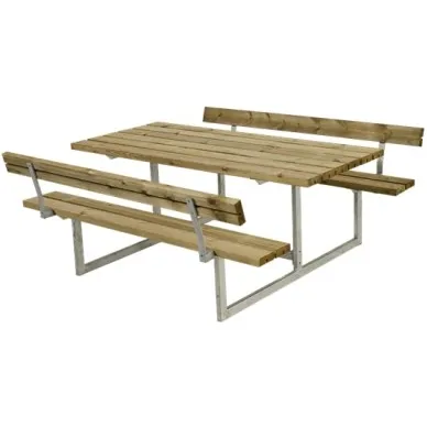 Trendyard Picknicktafel Hout en Staal Basic Geimpregneerd Hout 2 Rugleuningen