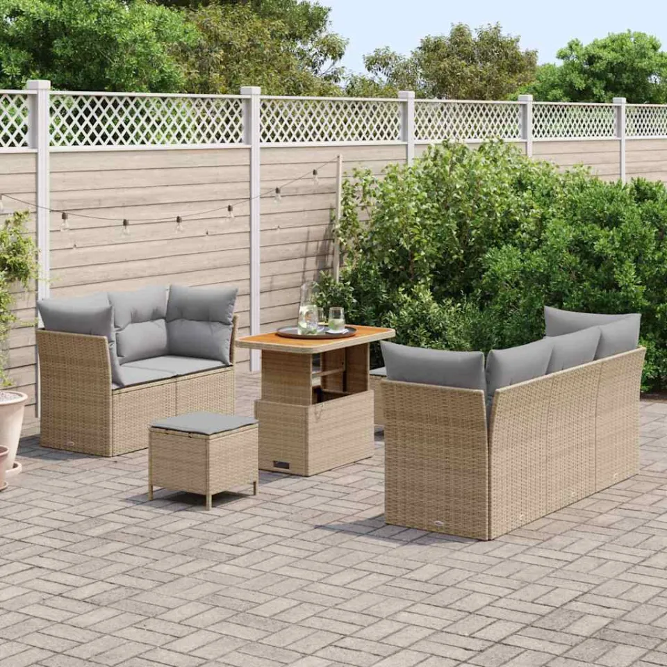vidaXL Tuin Sofa Set 8 st Beige poly rattan, foto 3