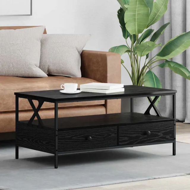 vidaXL Salontafel Zwart eiken 100 x 51 x 45 cm Bewerkt hout, foto 2