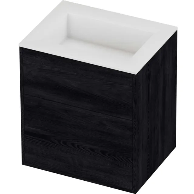 Proline Aristo Badmeubelset Polystone Elegant 2 Laden 60x46x67 cm Glans Wit Black Oak Eiken