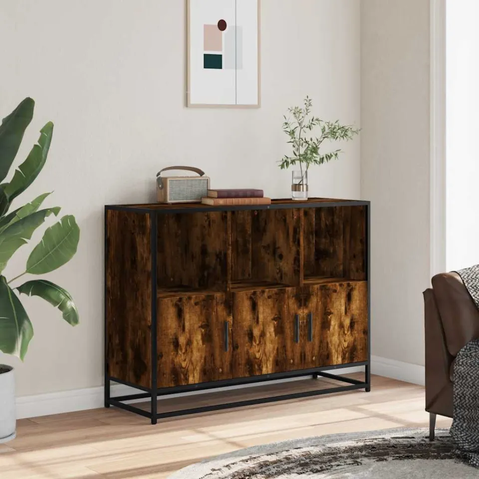 vidaXL Dressoir 100x35x76 cm bewerkt hout gerookt eikenkleurig, foto 2