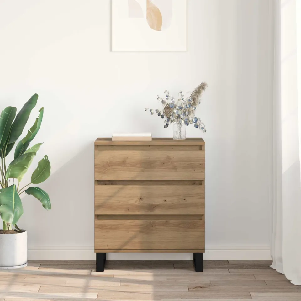 vidaXL Dressoir Artisan Eiken 60 x 35 x 70 cm Bewerkt hout, foto 3