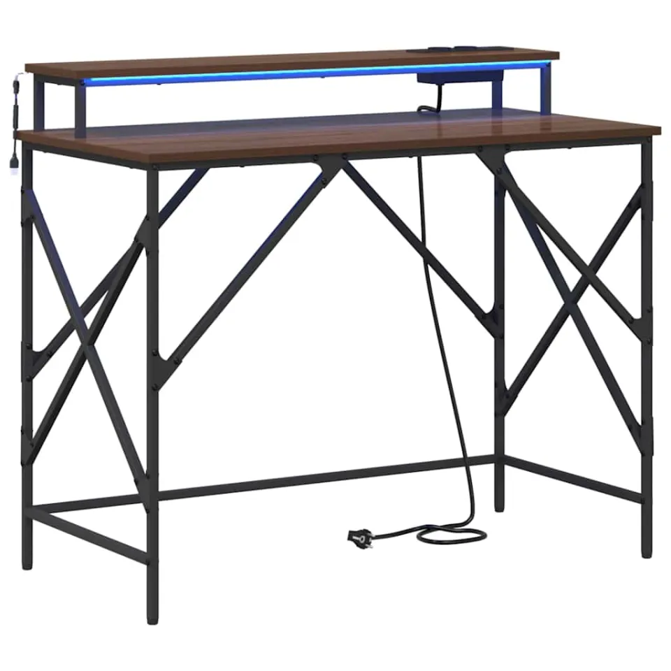 vidaXL Bureau Bruin Eiken 100 x 50 x 86,5 cm Bewerkt hout, foto 3
