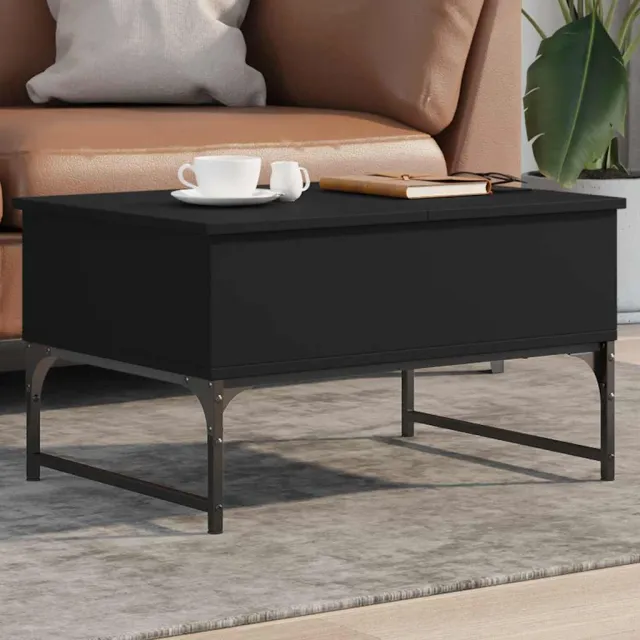 vidaXL Salontafel 70x50x40 cm bewerkt hout en metaal zwart