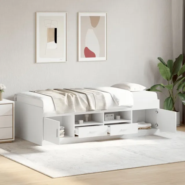 vidaXL Slaapbank met lades zonder matras 90x200 cm wit