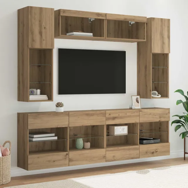 vidaXL TV-wandkastenset 6 st 197 x 30 x 60,5 cm Artisan Eik bruin