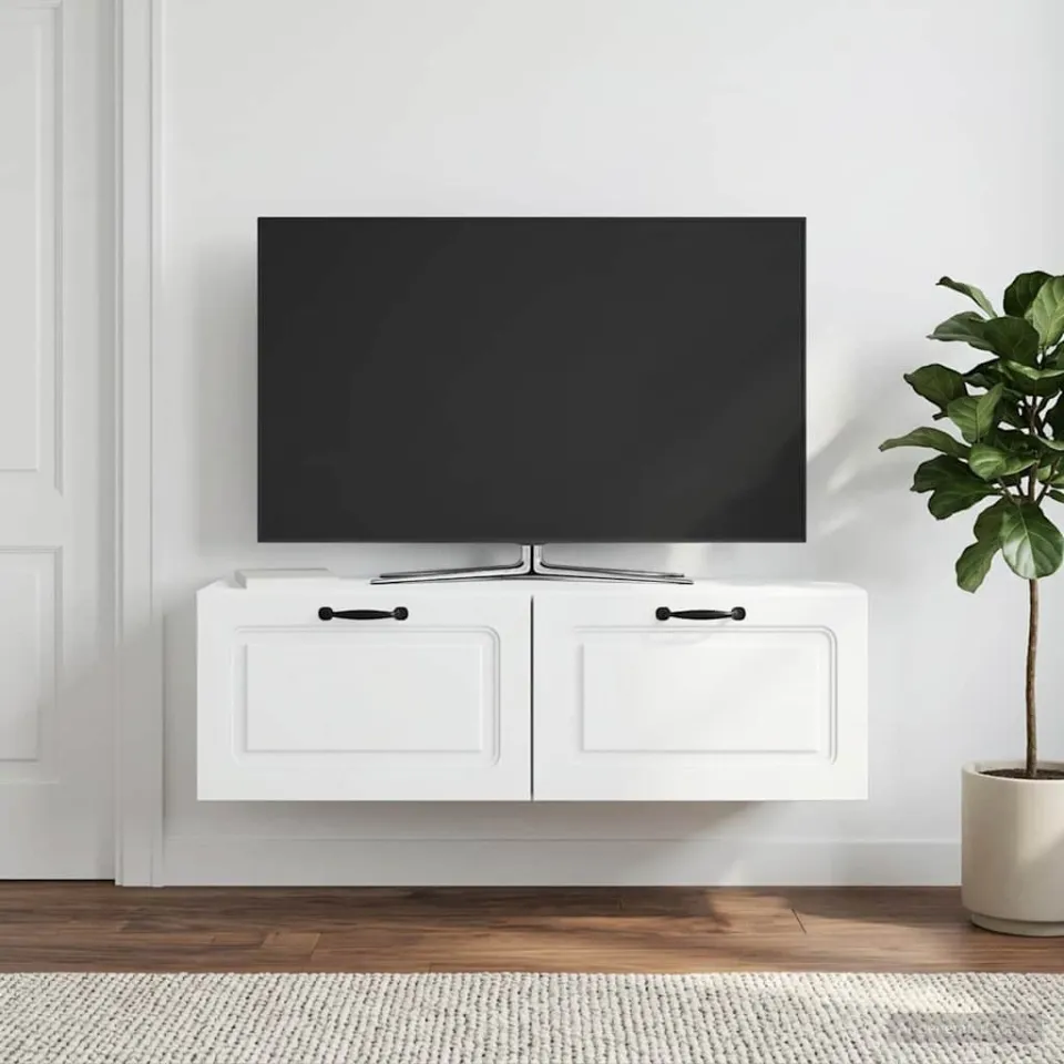 vidaXL Wandbeugel TV-kast Wit 98 x 31 x 30 cm Bewerkt hout, foto 4