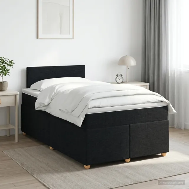 vidaXL Boxspringbed met matras Zwart 120 x 190 cm Stof