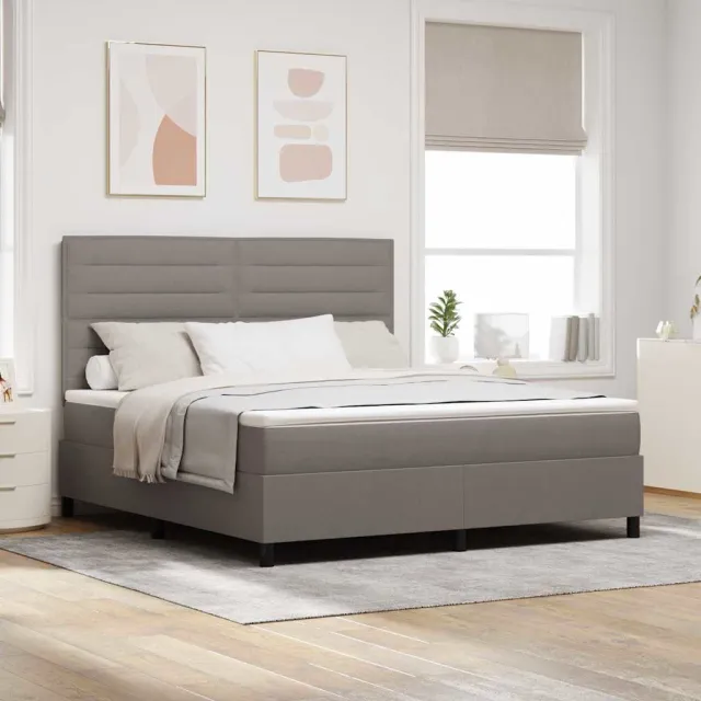 vidaXL Boxspring bed met LED-stripverlichting Taupe 180 x 200 cm Stof