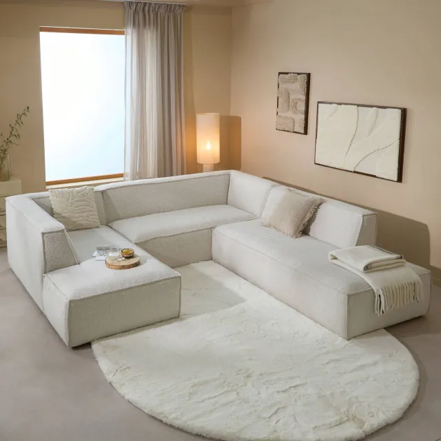 NOUS Living hoekbank rechts Newton - crème Crème bouclé