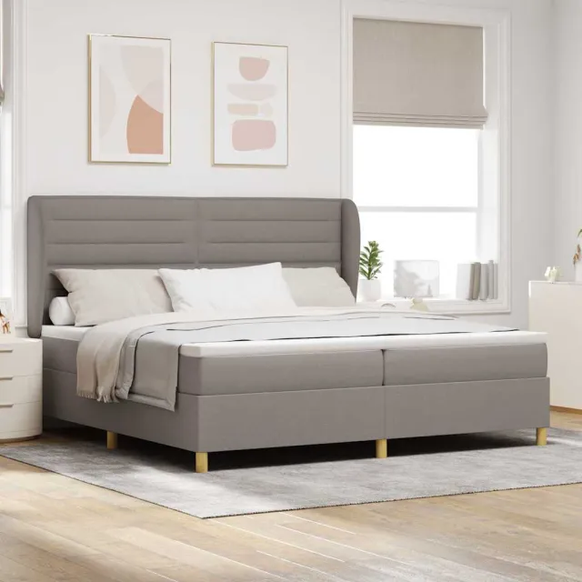 vidaXL Boxspringbed met hoofdeinde Taupe 200 x 200 cm Stof
