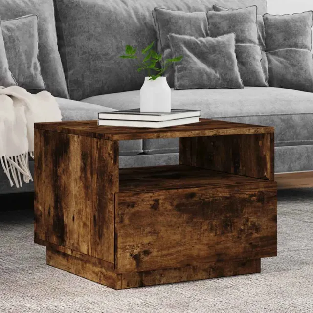 vidaXL Salontafel met LED-verlichting 50x49x40 cm gerookt eikenkleurig Bruin