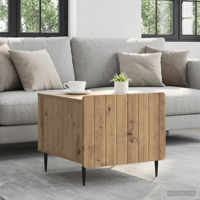 vidaXL Salontafel Artisanaal eiken 49 x 50 x 42 cm Bewerkt hout, foto 2