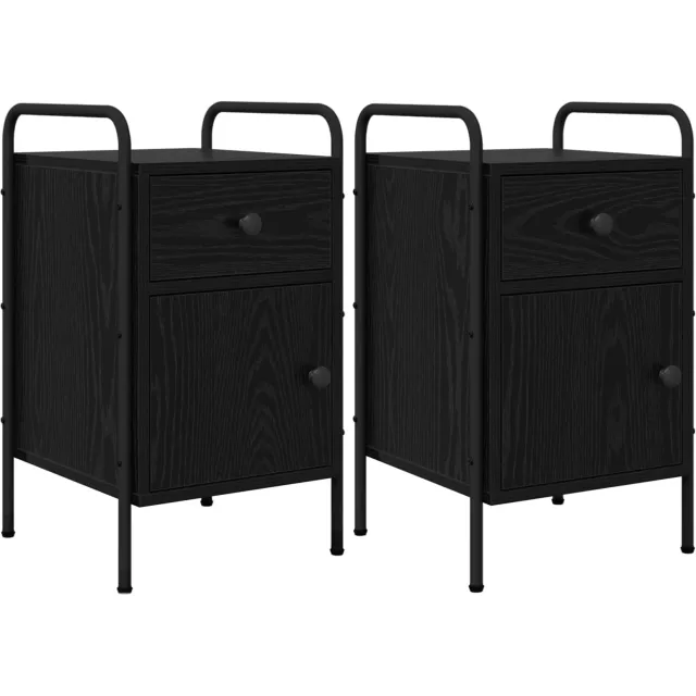 vidaXL Nachtkastje 2 st Zwart eiken 35 x 36,5 x 61 cm Bewerkt hout