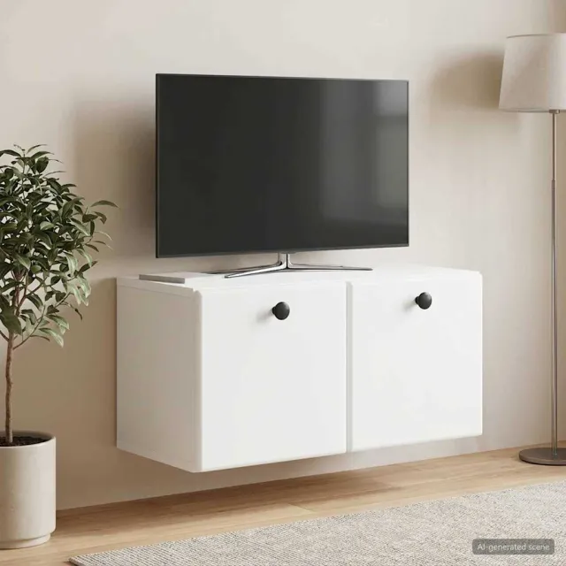 vidaXL Wandbeugel TV-kast 59,5 x 31 x 30 cm Wit Bewerkt hout
