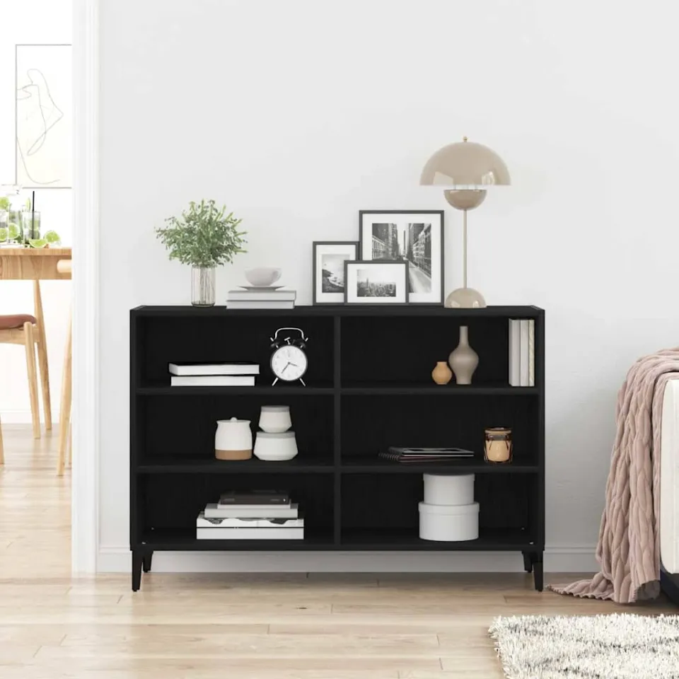 vidaXL Dressoir Zwart Eiken 103,5 x 35 x 70 cm Bewerkt hout, foto 4