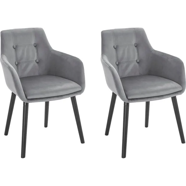 I.T.T. Bradford-Stoel - Grijs Fluweel - Set van 2 Zwart