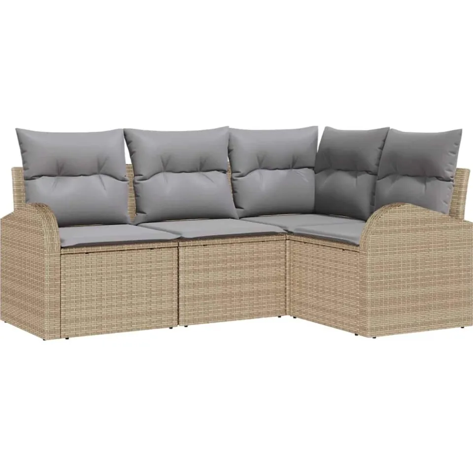 vidaXL Tuin Sofa Set Beige poly rattan