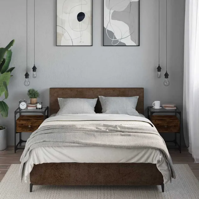vidaXL Nachtkastjes 2 st 40x40x55 cm bewerkt hout bruin eikenkleurig