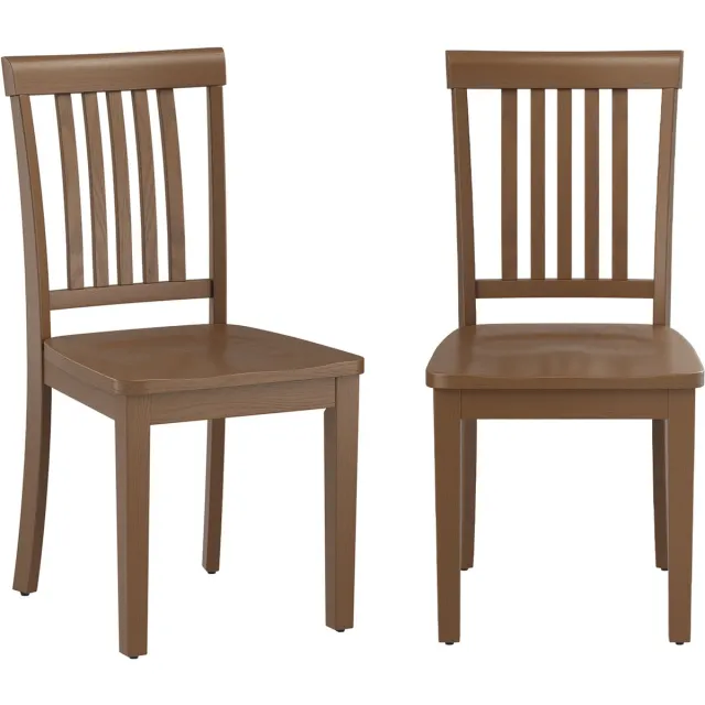 COLAMY Set van 2 Eetkamerstoelen - Houten Stoelen met Rugleuning - Moderne Keukenstoel - Scandinavische Stijl - Lichtbruin