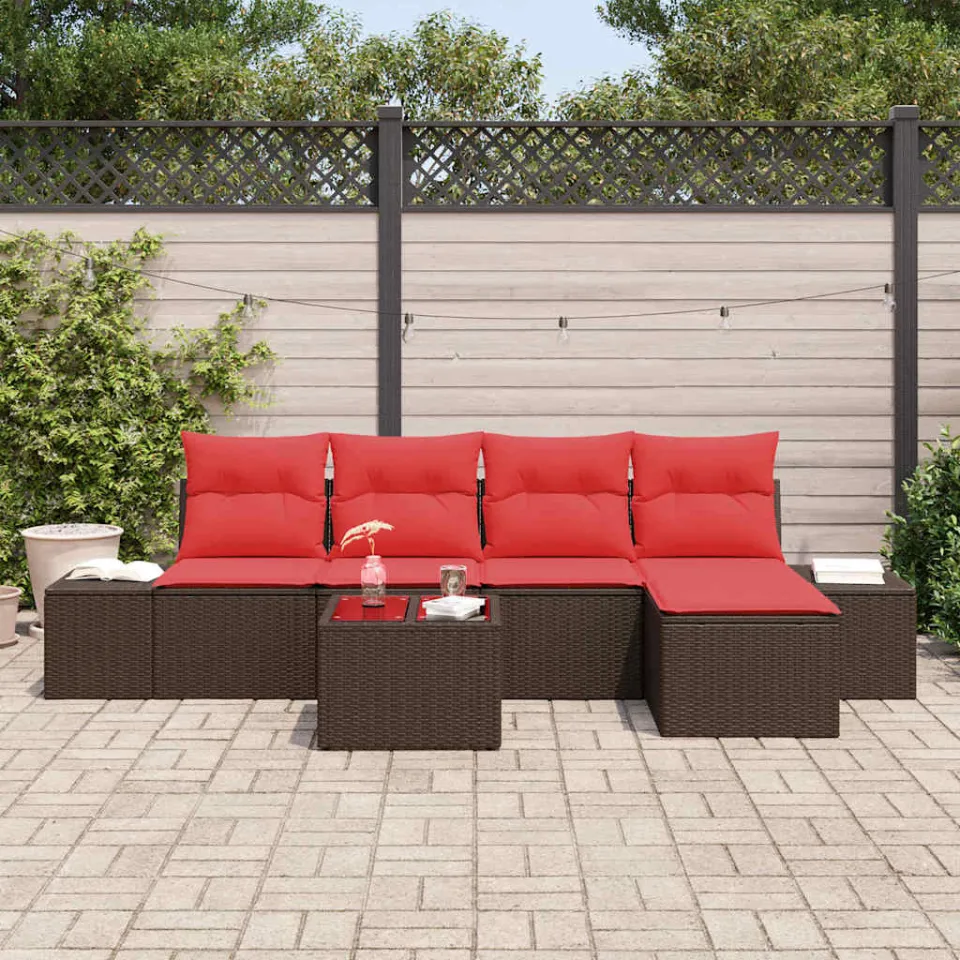 vidaXL Tuin Sofa Set 6 st Bruin poly rattan, foto 3