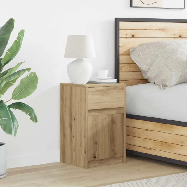 vidaXL LED Bedside Kast artisanaal eikenkleurig 38 x 34 x 61 cm, foto 2
