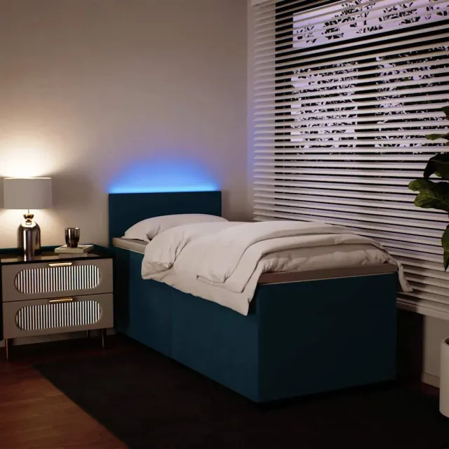 vidaXL Boxspring met matras fluweel blauw 100x200 cm