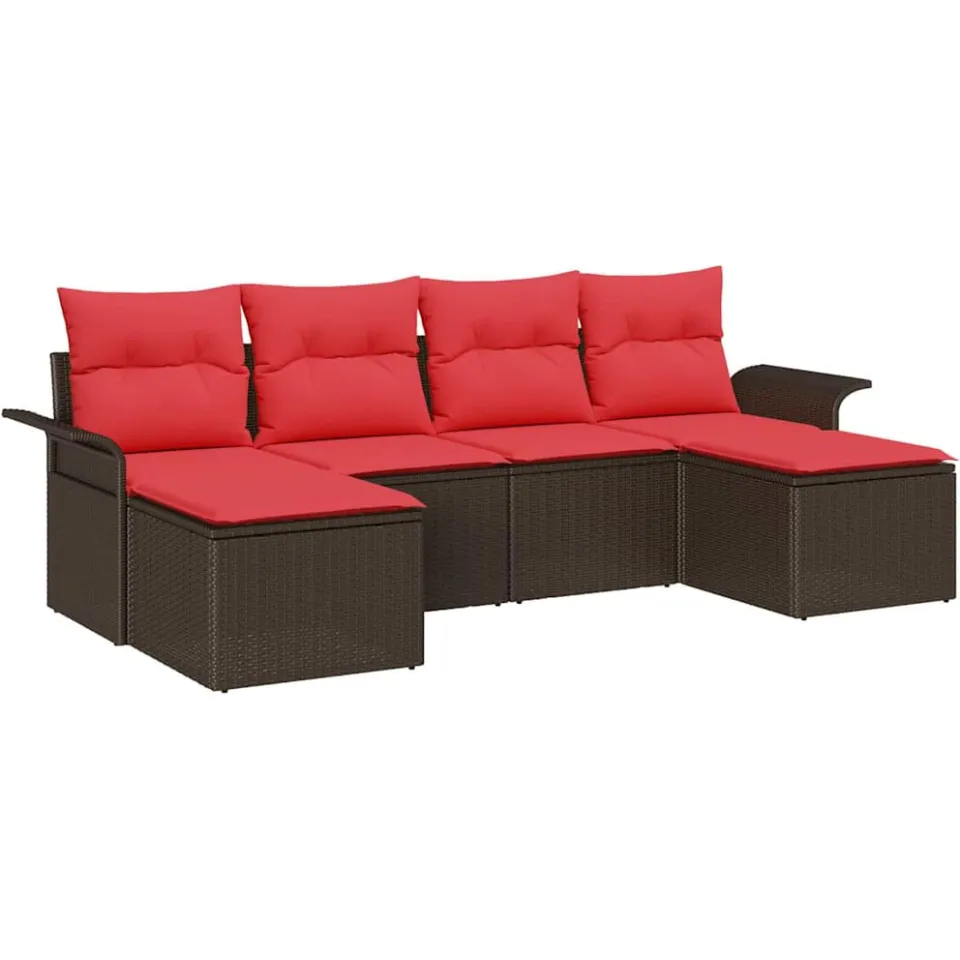 vidaXL Tuin Sofa Set 6 st Bruin poly rattan