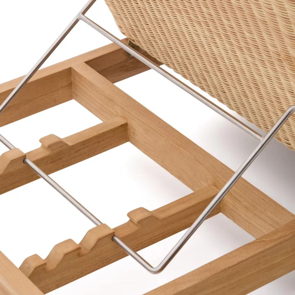 Kave Home Galea ligbed teakhout en rattan, foto 6