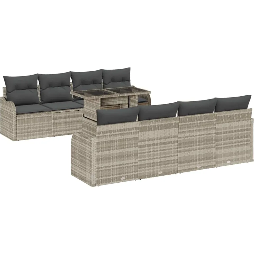 vidaXL Tuin Sofa Set 7 st Lichtgrijs poly rattan