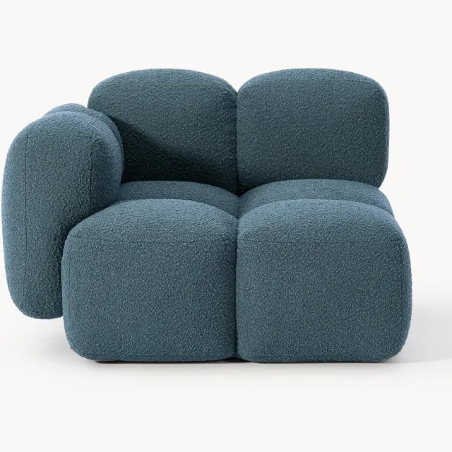 Westwing Collection Hoekmodule Tayla van bouclé Blauw