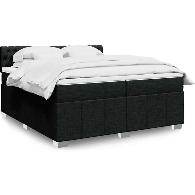 vidaXL Boxspring met matras stof zwart 200x200 cm