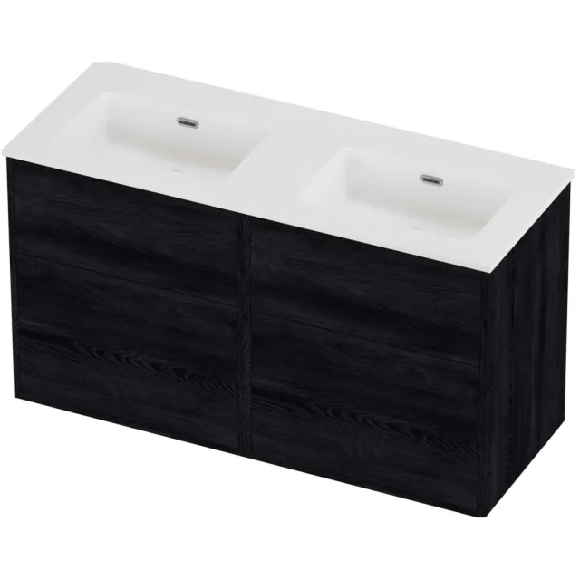 Proline Tribute Badmeubelset Porselein Elegant Zonder Gat 120x46x67 cm Mat White Black Oak Eiken