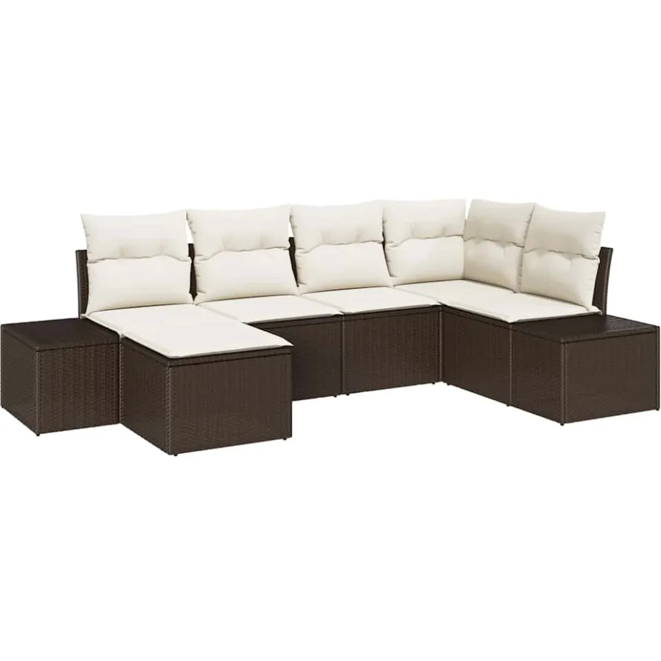 vidaXL Tuin Sofa Set 6 st Bruin en Crème poly rattan