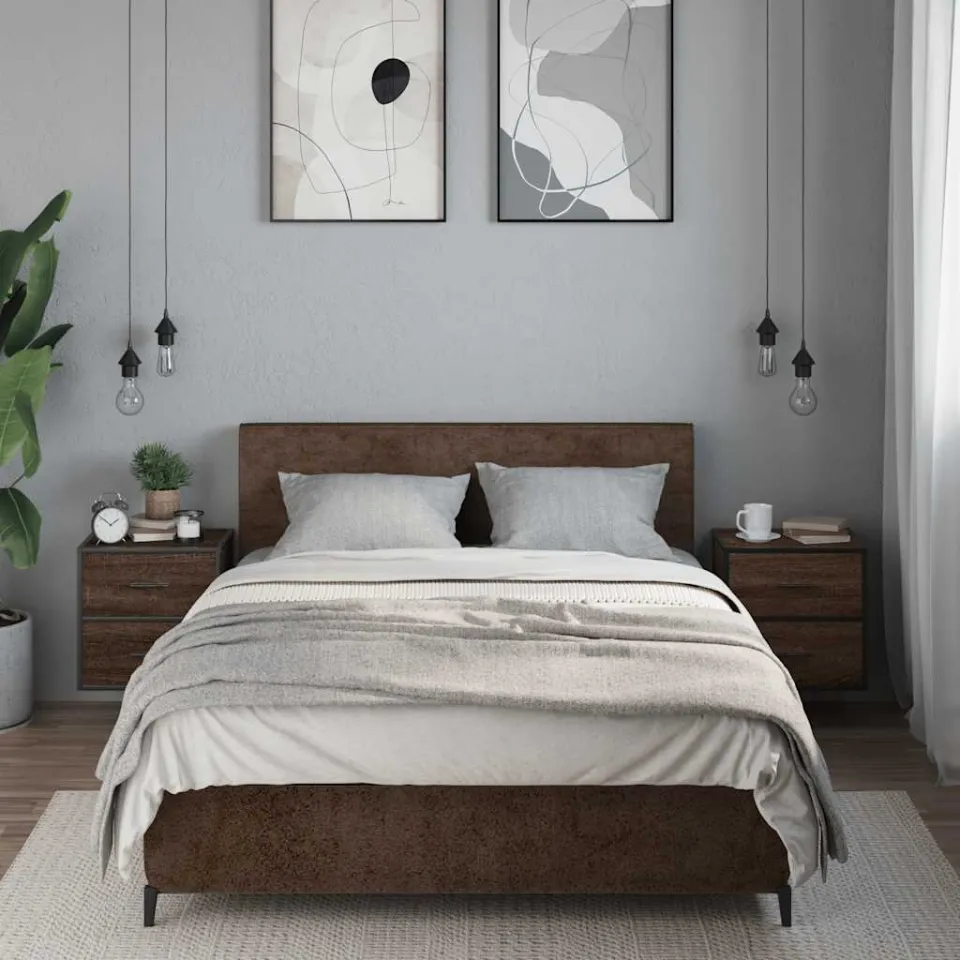 vidaXL Nachtkastjes 2st wandgemonteerd 40x31x39,5cm bruin eikenkleurig, foto 3
