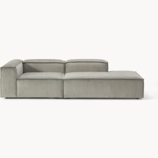 Westwing Collection Modulaire chaise longue Lennon van corduroy grijs