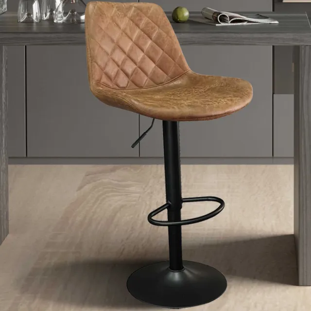 Rousseau Barstoel Madrid Cognac – Rousseau – Verstelbare Zithoogte 59-80 cm – Draaibaar – PU Kunstleer