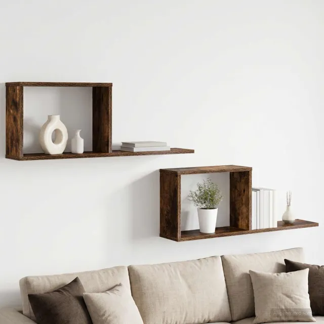 vidaXL Zwevende schappen 2 st Gerookt eiken 80 x 15 x 30 cm Bruin
