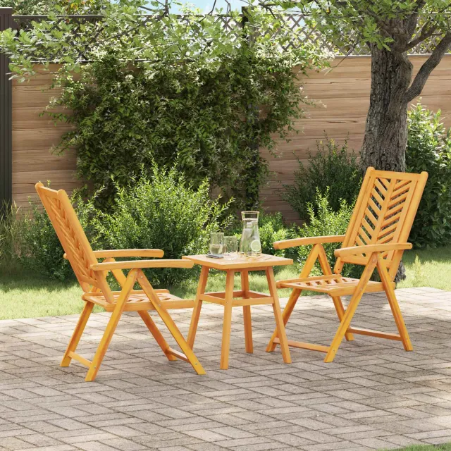 vidaXL Tuin eettafelset 3 st Bruin Massief Acaciahout, foto 2