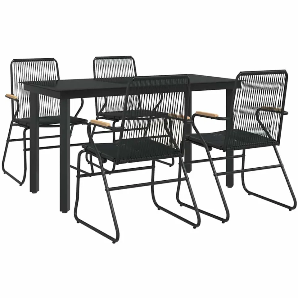 vidaXL 5-delige Tuinset PVC-rattan zwart