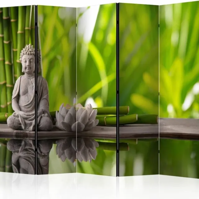 karo-art Vouwscherm - Boeddha 225x172cm , gemonteerd geleverd (kamerscherm) dubbelzijdig geprint multikleur