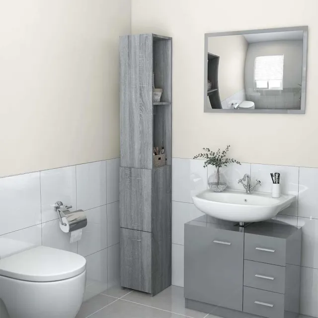 vidaXL Badkamerkast 25x26,5x170cm bewerkt hout grijs sonoma eikenkleur, foto 2