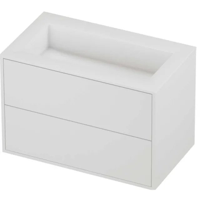 Proline Aristo Badmeubelset Polystone Elegant 2 Laden 80x46x54 cm Glans Wit Mat White Mat Wit