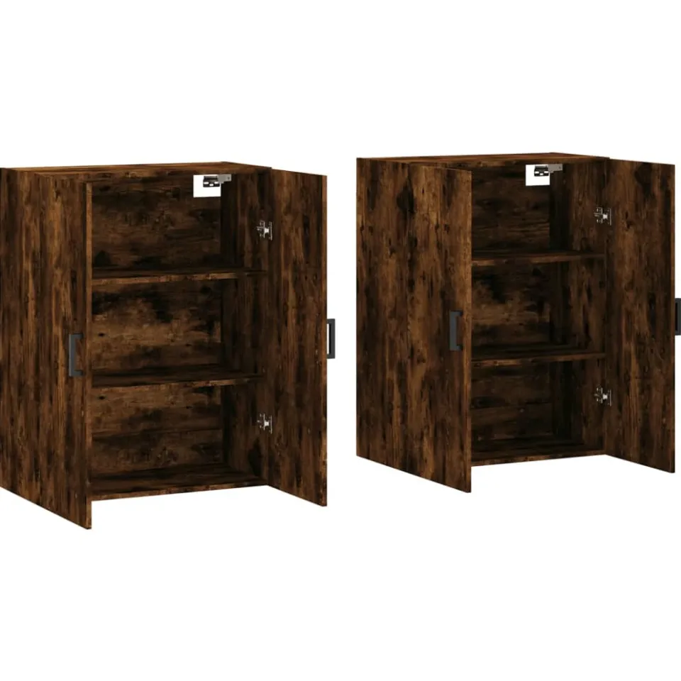 vidaXL Hangkasten 2 st 69,5x34x90 cm gerookt eikenkleurig Bruin