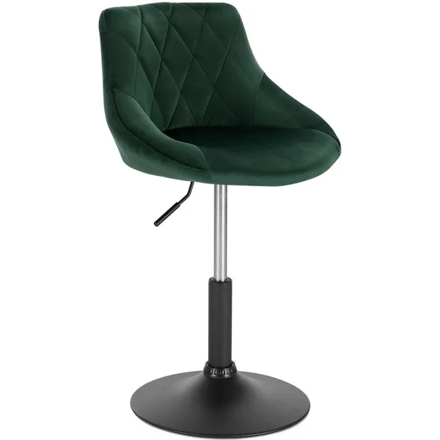 Dripio Barkruk Deluxe Mare - Industrial - Donkergroen - Barkrukken set van 1 - Barstoel Kruk - Barstoelen met rugleuning - Keukenstoel - In hoogte verstelbaar - Velvet