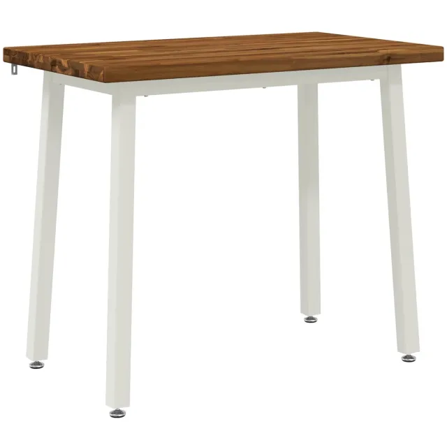 vidaXL Vierkante - Eettafel - 90 - x - 55 - x - 75 - cm - Massief - Acacia - Hout Natuurlijk en Wit