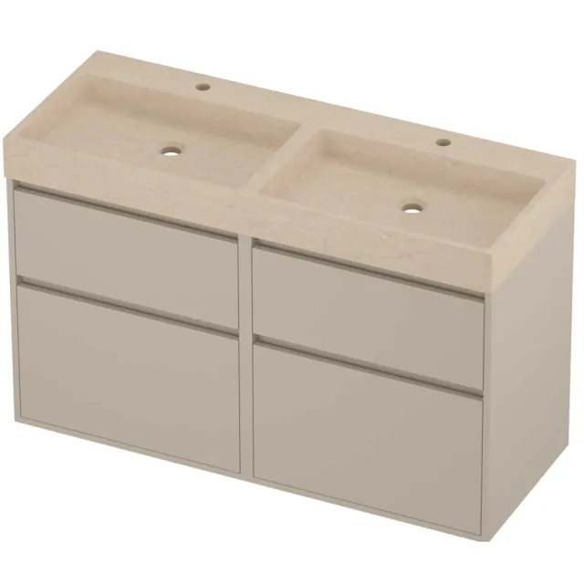 Proline Evoli Badmeubelset Hardsteen Loft Greeploos 120x46x75 cm Sand Stone Soft Linen Beige