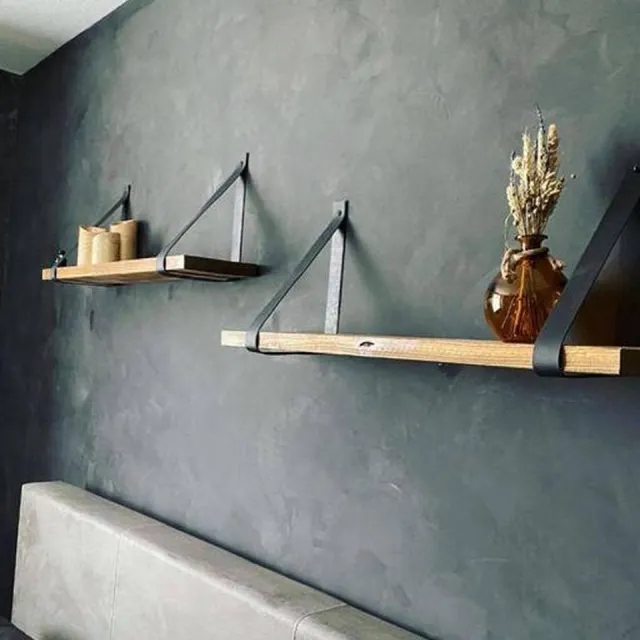 MeubelZwagerij Wandplank Steigerhout 98 cm met Groene leren Riemen