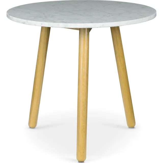 Lanterfant Flo L- Bijzettafel - Carrara Marmer - Eikenhout ivory;wit