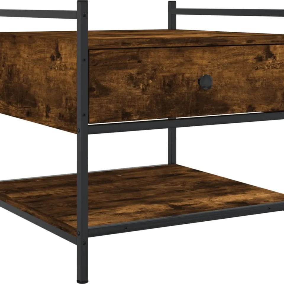 vidaXL Salontafel 50x50x50 cm bewerkt hout gerookt eikenkleurig, foto 3